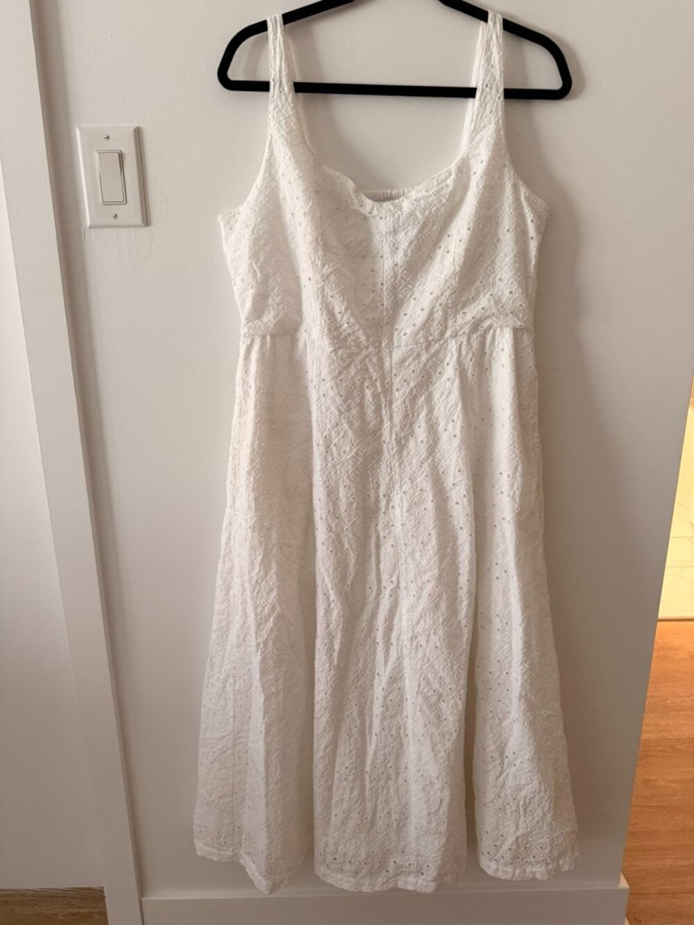White Eyelet Midi Cotton Dress